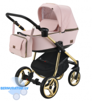 Adamex Reggio Special edition Y-813 (roza - zelta rāma) Bērnu ratiņi